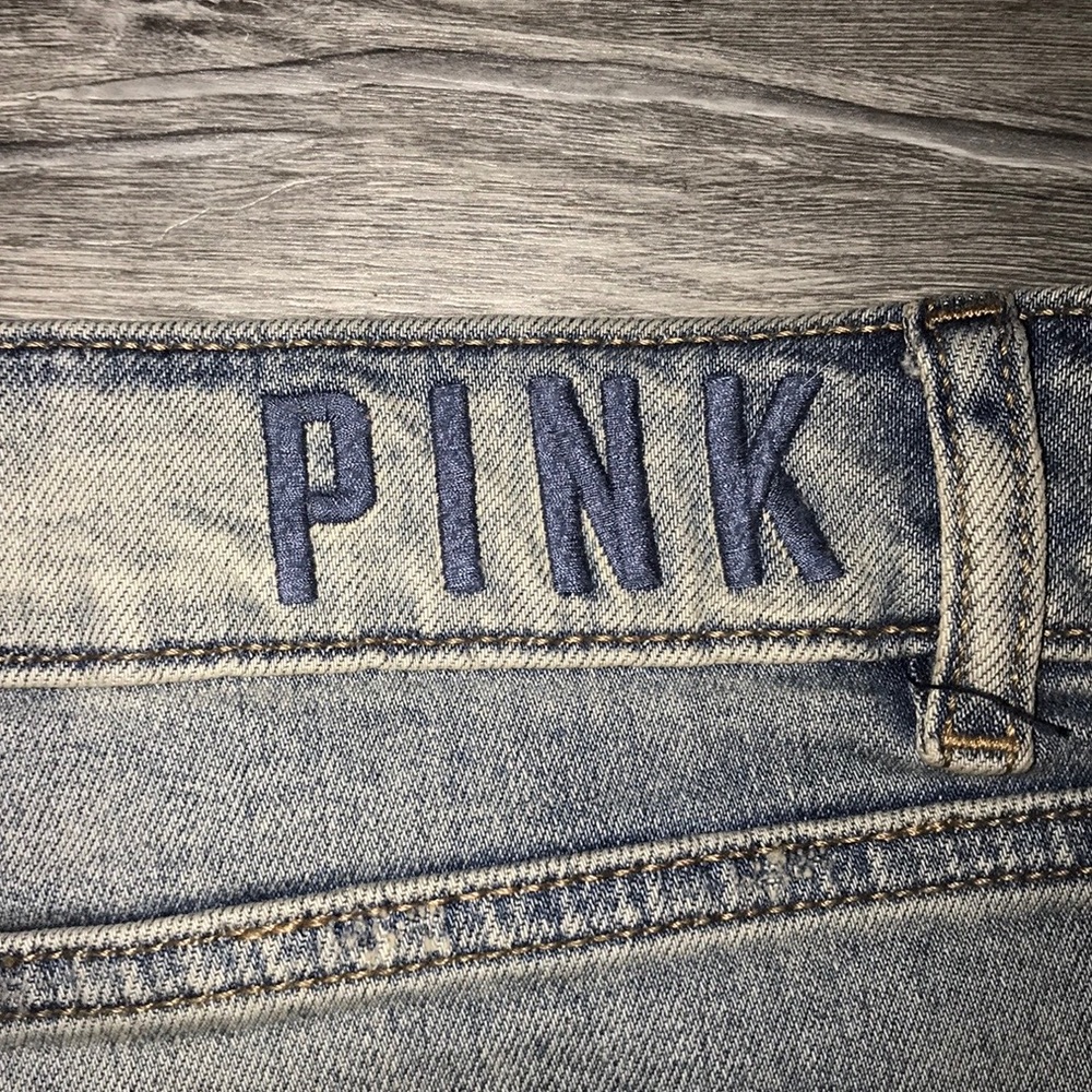PINK Frayed Jean Shorts - Picture 3 of 4